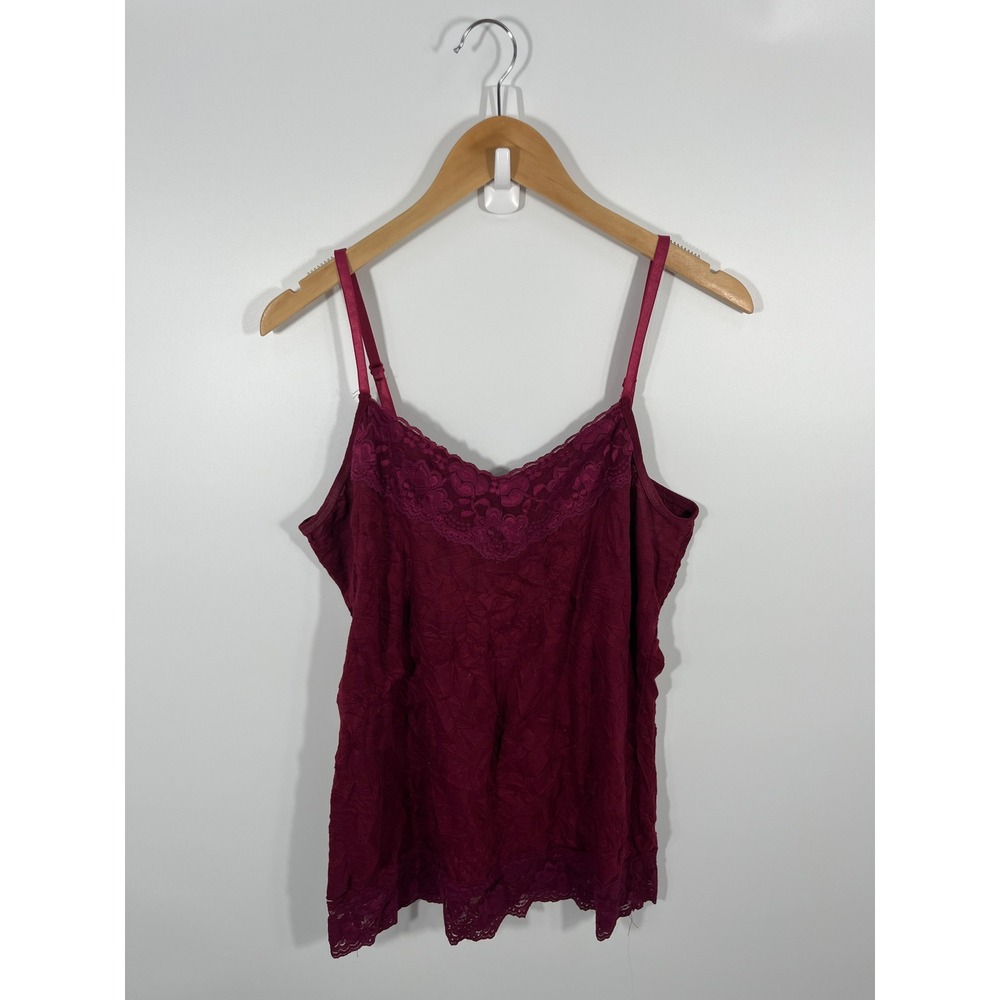 Vintage Dressbarn Y2K Womens Cami Top XL Red Lace Romantic Feminine Dainty